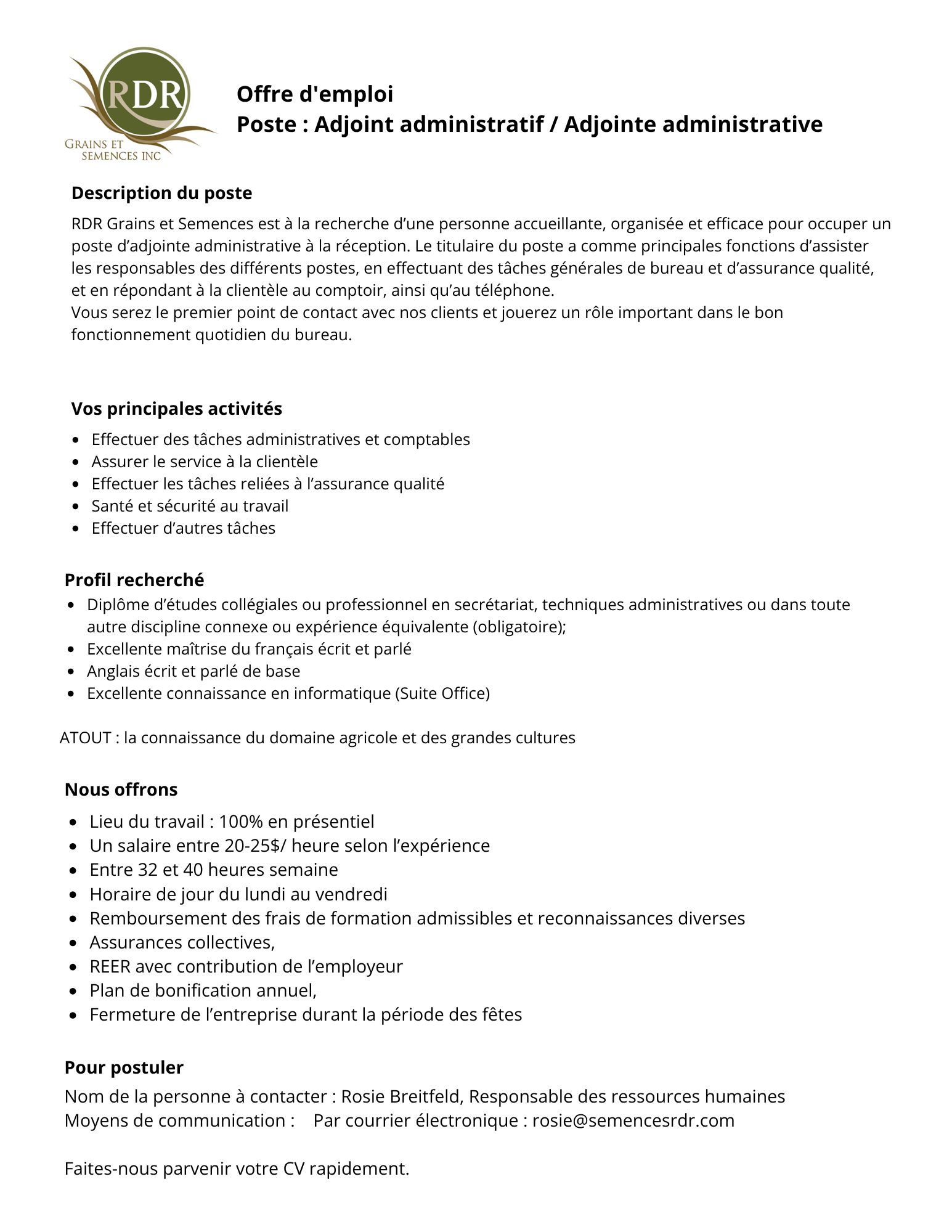Offre d'emploi